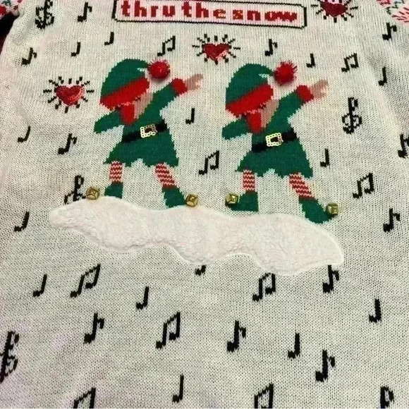Joyland Dabbing Thru The Snow Ugly Christmas Sweater, XL **has stain** - Picture 2 of 6